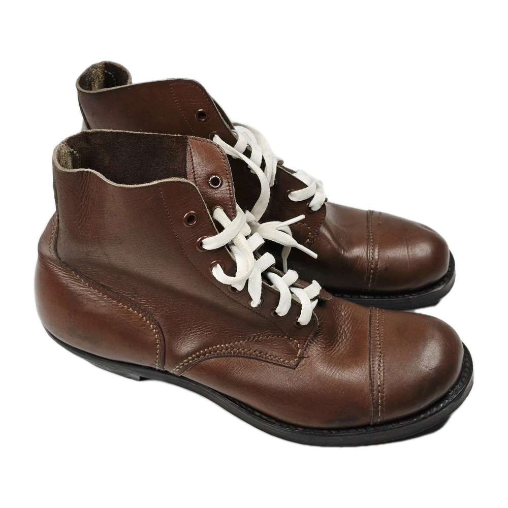 Vintage Brown Leather Cap Toe Orthopedic Boots Men's Size 8C Welt Arrow Hood